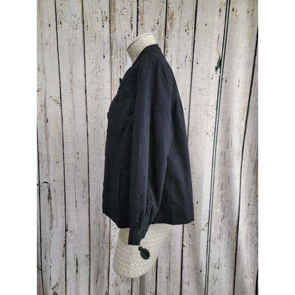 ALK Women's Large Style & Co Black Two Button Eyelet Blouse‎ Jacket Blazer Coat - Picture 3 of 9